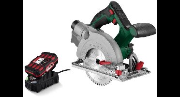 PARKSIDE® Accu-handcirkelzaag inclusief 20V 2Ah accu en oplader - Toerental: 3800tpm - Ø zaagblad: 150mm - Inclusief Inclusief zaagblad Ø150 x Ø16mm, inbussleutel, parallelaanslag, adapter voor externe stofafzuiging en transportkoffer