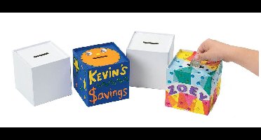 Spaarpot | Wit | Vierkant | 10 x 10 cm | 12 stuks