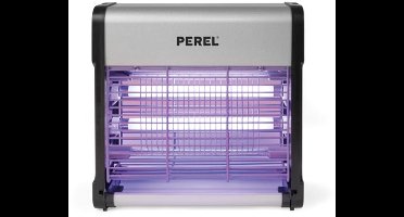 Perel Elektrische UV insectenverdelger binnen, 2800V spanningsrooster, stille vliegenlamp met uitneembare opvangbak, 30m² bereik, metaal, chemievrije insectenbestrijding