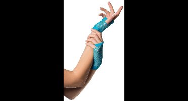 PartyXplosion - Handschoenen - Vingerloos - Net - Fluor blauw - Kort