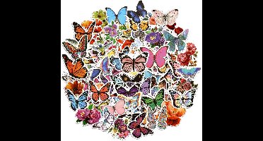 100 Stuks Gemengde Waterdichte Stickers: Vlinders en Bloemen voor Koffers, Laptop en Knutselprojecten