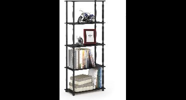 Furinno Turn-N-Tube 5-traps multifunctioneel rek met klassieke buizen, Americano/zwart