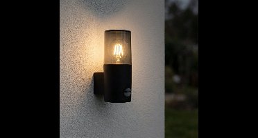 Wandlamp met bewegingssensor buiten | Rond | E27 fitting | Zwart