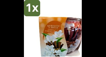 1 x At Home - Scents - Geurkaars - Sandalwood & Jasmin - 70 g - Geurkaars - Sandelhout - Jasmijn - Thuisgeur - Rustgevende Geur