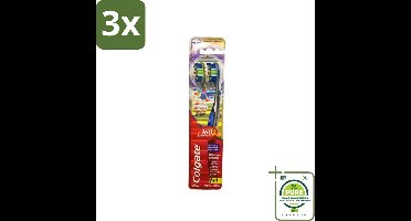 3 x Colgate - 360° Geavanceerd - Tandenborstel - Medium - 2 Tandenborstels - Grootverpakking - Tandenborstel - Elektrische Tandenborstel - Mondhygiëne - Tanden Poetsen - Tandvlees