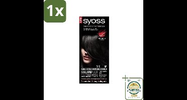 1 x Syoss - Haarverf - 1-1 Zwart - Salonplex Technologie - 1 Haarkleuring- Haarverf - Zwart - Salonplex Technologie - Keratine - Haarbreuk