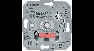 BERKER Dimmer inbouwelement 2909 universeel draai-uit (LED 3-40 W, halogeen 20-200 W)