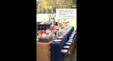 Boraboi® Set van 4 elegante marineblauwe tafelkleden voor grote rechthoekige tafels, Polyester, Donkerblauw, 153 x 260 cm