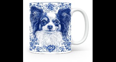 Mok Papillon Beker voor koffie of tas voor thee, cadeau voor dierenliefhebbers, moeder, vader, collega, vriend, vriendin, kantoor, opa, oma, hond, kerst, sinterklaas, verjaardag