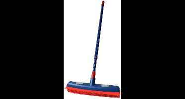 Rubber bezem schoonmaak borstel multicolor voor harde vloeren.