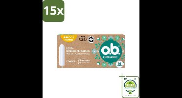 15 x o.b. – Organic Cotton Tampons – Normal – 16 Tampons - Grootverpakking - Organische Tampons - Biologische Tampons - Natuurlijke Tampons - Katoen Tampons - Vrij Van Plastic