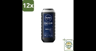 NIVEA MEN - Douchegel - Deep Clean - 250 ml - Voordeelverpakking - 12 stuks - Gezicht - Haar