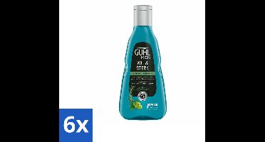6 x Guhl - Shampoo - Men Vol & Sterk - 250 ml - Haarversterkend Shampoo - Volume Shampoo - Shampoo Voor Mannen - Dunner Wordend Haar - Cafeïne Shampoo