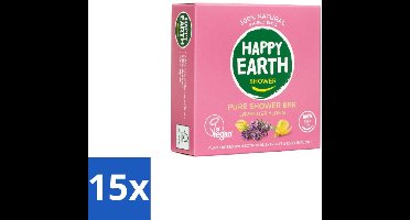 Happy Earth – Shower Bar – 100% Natuurlijk Lavender Ylang – 90 g - Bulkverpakking - 15 stuks