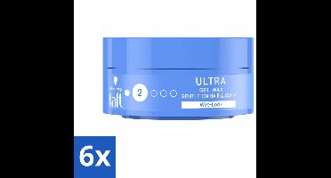 6 x Taft - Ultra 2 - Gel Wax - Wetlook - 75 ml - Haarproducten - Stylinggel - Haarwax - Glans - Controle