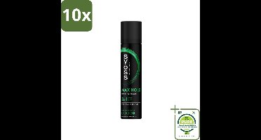 10 x Syoss - Max Hold - Haarspray - Compacte Fixatie - 75 ml - Grootverpakking - Haarspray - Fixatie - Styling - Syoss - Max Hold
