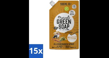 Marcel's Green Soap - Allesreiniger Spray - Navulling - Sandelhout & Kardemon - Frisse reiniging - 500 ml - Bulkverpakking - 15 stuks