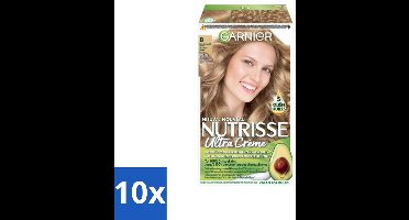 Garnier - Nutrisse Ultra Crème 8 - Haarkleuring - Lichtblond - Intens Voedend - Permanente Kleur - Bulkverpakking - 10 stuks