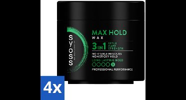SYOSS - Max Hold Haarwax - Verzorging - Langdurige Styling - 150ml - Voordeelverpakking - 4 stuks
