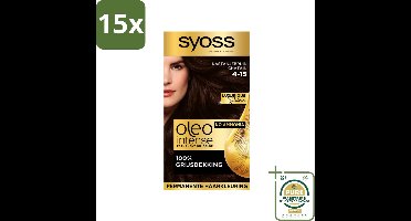 15 x SYOSS - Oleo Intense 4-15 Kastanje Bruin - Haarverf - Zonder Ammoniak - Grijsdekking - Langdurige Kleur - Grootverpakking - Haarverf - Permanent Haarkleuring - Zonder Ammoniak - Grijsdekking - Kastanjebruin
