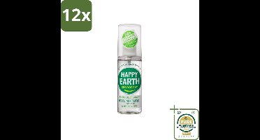 Happy Earth – Deodorant Spray – 100% Natuurlijk Unscented – 100 ml - Voordeelverpakking - 12 stuks - Natuurlijke deodorant - Deodorant voor gevoelige huid