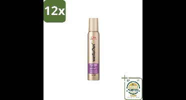 Wella – Flex Fullness Volume Ultra Strong – Haarmousse – 200 ml - Voordeelverpakking - 12 stuks - Kracht - Natuurlijk haar
