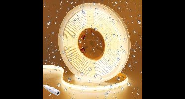 GOMING 24V COB LED Strip Warm Wit 3000K IP65 Waterdicht 5M 480LED/M CRI 93+ 4300lm Uniforme Emissie Flexibel LED Bandlichten voor DIY Slaapkamer Keuken Home Decor(Voeding niet Inbegrepen)