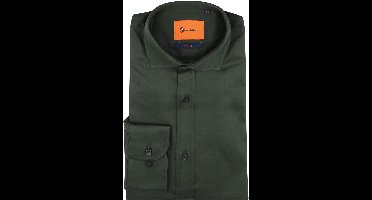 Suitable Satin Overhemd Donkergroen - Maat 42 - Heren - Overhemden Formeel