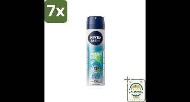 7 x NIVEA MEN - Deodorant Spray - Fresh Kick - 150 ml - Grootverpakking - Anti-transpirant Spray - Cactuswater - Frisheid - 72 Uur Bescherming - Mannen Deodorant