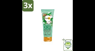 3 x Lovea – Conditioner – Kokos & Groene Thee – Herstellend – 200 ml - Grootverpakking - Haarkleur - Haartype - Haarverzorging - Haarconditioner - Kokoswater