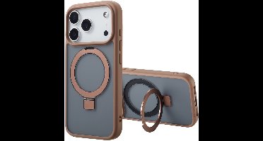 Accezz Hoesje - Geschikt voor Apple iPhone 17 Pro Max - Ring Stand Backcover geschikt voor MagSafe - Bruin