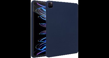 Accezz Tablet Hoes - Geschikt voor Apple iPad Pro 12.9 (2022) / Pro 12.9 (2021) / Pro 12.9 (2020) - Liquid Silicone Backcover met penhouder - Donkerblauw