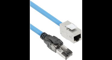 ACT Blauw 20 meter S/FTP CAT6A B2ca PoE++ 100W solid prefab installatiekabel, RJ45 male – female FB0120