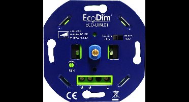 EcoDim - LED Dimmer - ECO-DIM.01 - Fase Aan- en Afsnijding RLC - Inbouw - Enkel Knop - 0-300W