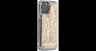 Goud hoesje van Karl Lagerfeld - Backcover - Glitter - iPhone 11 Pro - Signature - KLHCN58TRKSGO