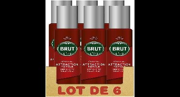 BRUT Lot de 6 Homme Deodorants Total Attraction Spray Effectiveness - 200ml