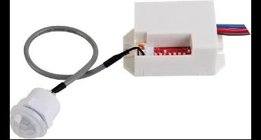 Perel Mini bewegingsmelder, PIR, 8 m detectiebereik, 100° detectiehoek, IP20, gebruik binnenshuis, inbouw, wit