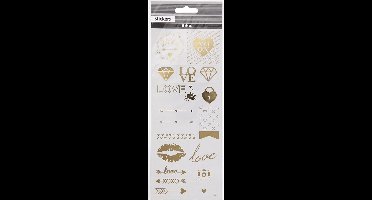 Stickers, love, vel 10x24 cm, ca. 14 stuk, goud, 1 vel