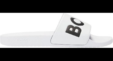 Boss Heren Slippers Wit Met Printje Voor Comfortabel Gebruik