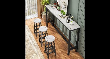 Marmeren Keukentafel – Bar Tafel – Hoge Tafel – Ontbijttafel – Eettafel – Wit Natuursteen – 120 cm Lang – Kras- en Hittebestendig