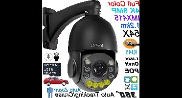 8MP 4K PTZ IP Camera – Beveiligingscamera – Dome Camera – CCTV Camera – IP Camera – 54x Optische Zoom – Automatische Tracking & IP66 Waterdicht