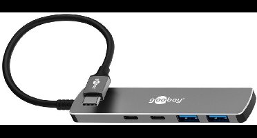 Goobay USB hub (USB-C) | 2x USB-A + 2x USB-C | USB3.0 5 Gbps | aluminium | 0,10 meter