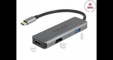 USB Type-C dubbele HDMI-adapter met 4K 60 Hz en USB-poort