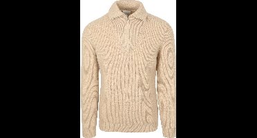 Profuomo Half Zip Pullover Wol Sand - Maat XXL - Heren - Pullovers