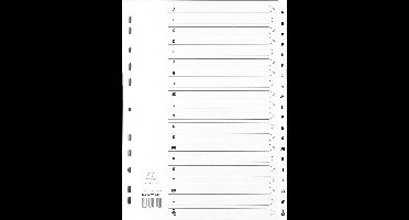 Exacompta 10x Bedrukte tabbladen karton 160g - geplastificeerde tabs - 20 tabs - A tot Z - A4 - Wit - MWDA-ZZ