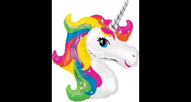 RIETHMULLER - Kleine eenhoorn hoofdballon 22 x 25 cm van aluminium