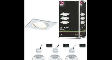 LED-inbouwlamp Nova Coin Set van 3 zwenkbaar hoekig 84x84mm 50° Coin 3x6W 3x470lm 230V 2700K Wit mat