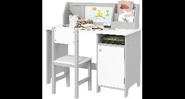 Kinderbureau – Kinderbureau Set – Kindertafel – Schrijftafel – Bureau Met Stoel – Whiteboard Werkblad – Afgeronde Hoeken Veilig Design