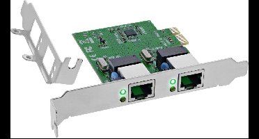 InLine® Dual Gigabit netwerkkaart, 2x RJ45 1Gb/s, PCIe x1, LP slot bracket