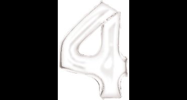 Folieballon 86cm cijfer 4 Silk White